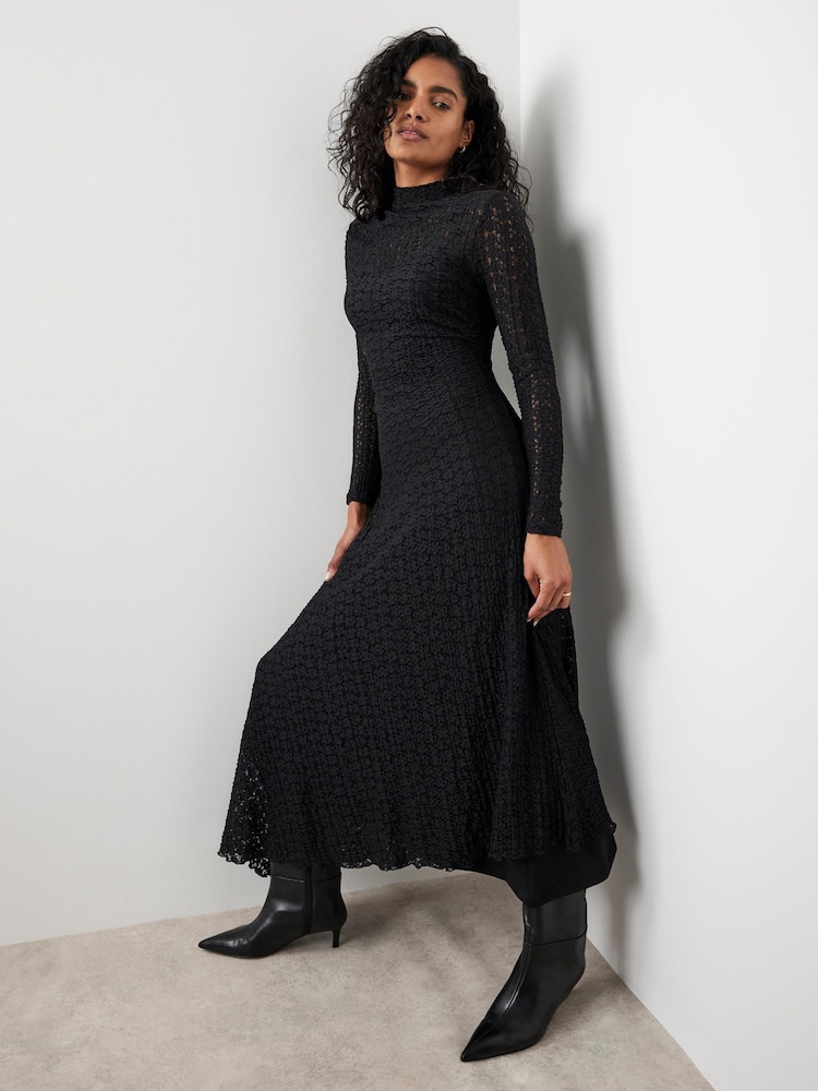 Mint Velvet Black Lace Asymmetric Midi - Image 2 of 8 Mint Velvet Black Lace Asymmetric Midi - Image 2 of 8