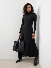 Mint Velvet Black Lace Asymmetric Midi - Image 3 of 8