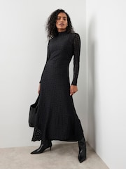 Mint Velvet Black Lace Asymmetric Midi - Image 5 of 8