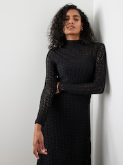 Mint Velvet Black Lace Asymmetric Midi - Image 6 of 8