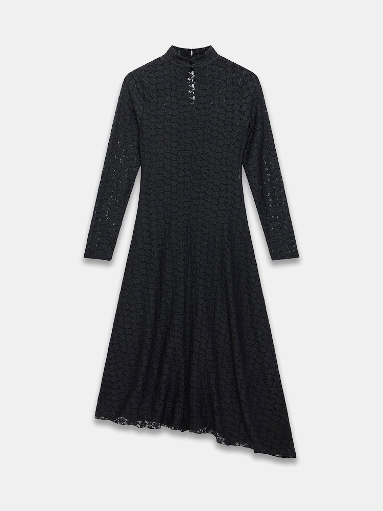 Mint Velvet Black Lace Asymmetric Midi - Image 8 of 8
