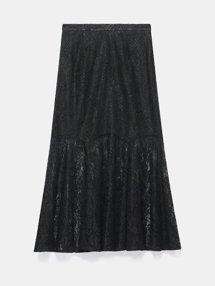 Mint Velvet Black Lace Fluted Sheer Skirt - Image 8 of 8