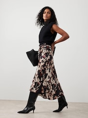 Mint Velvet Cream Abstract Print Midi Skirts - Image 1 of 8