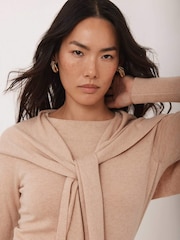 Mint Velvet Natural Cotton Blend Scarf Detail Knit Jumper - Image 3 of 8