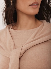 Mint Velvet Natural Cotton Blend Scarf Detail Knit Jumper - Image 5 of 8