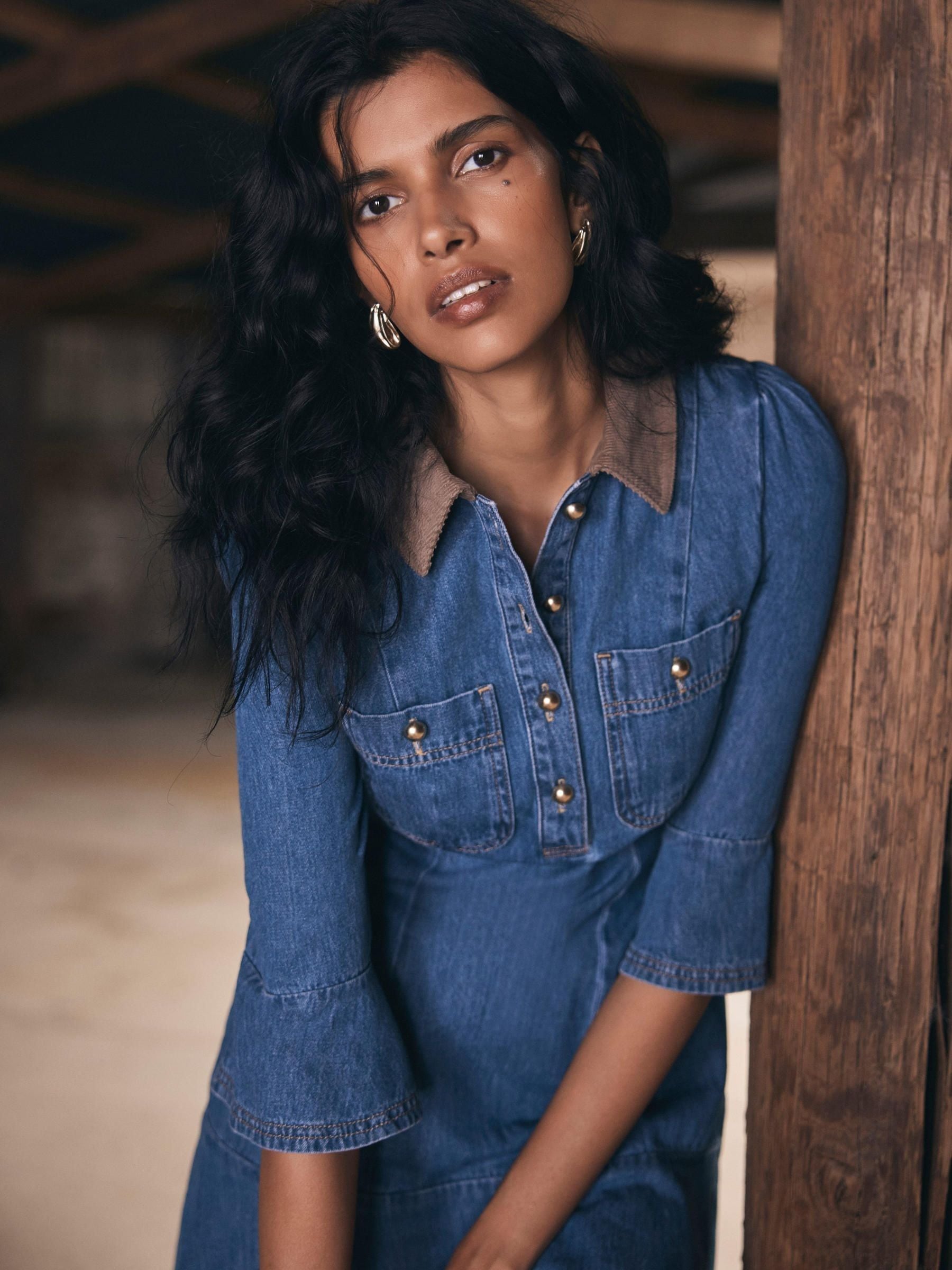 Buy Mint Velvet Blue Denim Contrast Mini Dress from Next USA