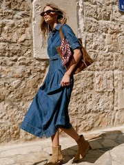 Mint Velvet Blue Denim Midi Shirt Dress - Image 6 of 8