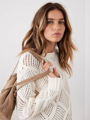 Mint Velvet White Sequin Open Stitch Jumper - Image 3 of 8