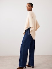 Mint Velvet Natural Whipstitch Knit Poncho - Image 3 of 7