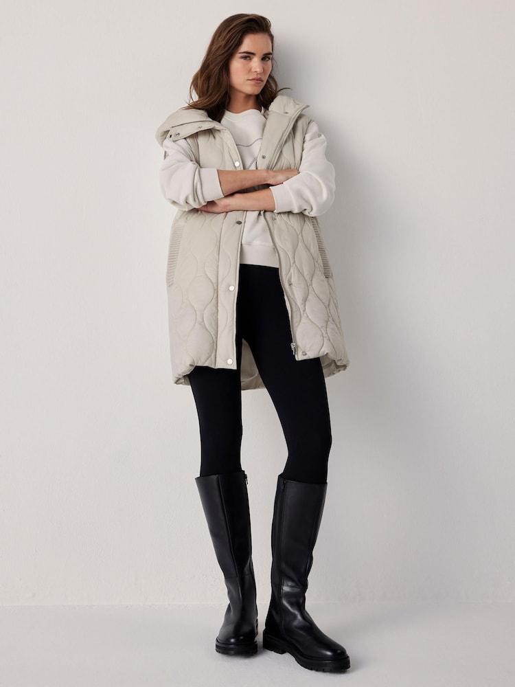 Mint Velvet Natural Quilted Longline Gilet - Image 2 of 8