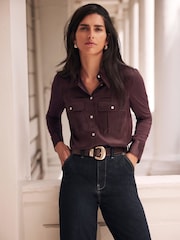 Mint Velvet Red Satin Utility Shirt - Image 2 of 8