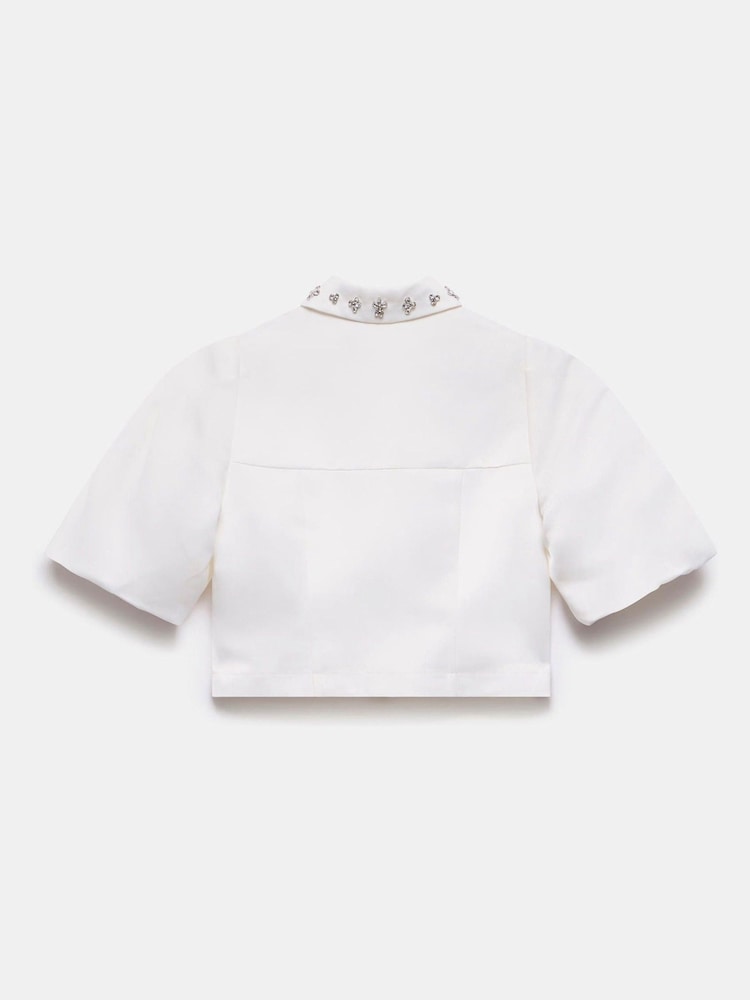Mint Velvet White Embellished Collar Cropped Shirt - Image 8 of 8 Mint Velvet White Embellished Collar Cropped Shirt - Image 8 of 8