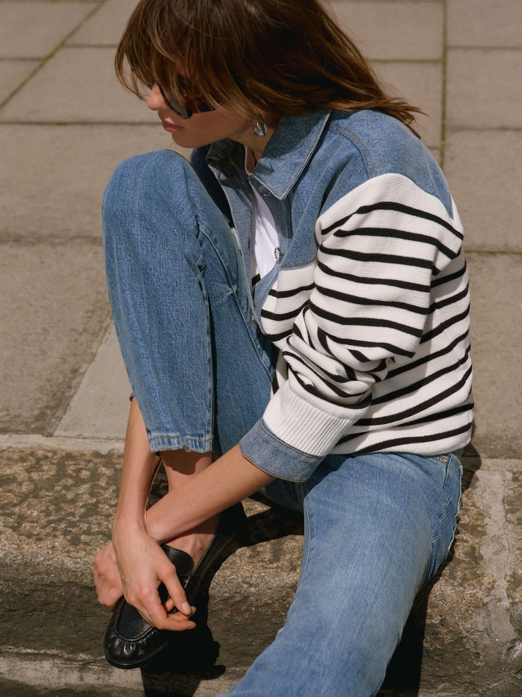 Mint Velvet Blue Denim Striped Jacket - Image 2 of 7