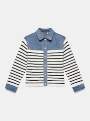 Mint Velvet Blue Denim Striped Jacket - Image 6 of 7