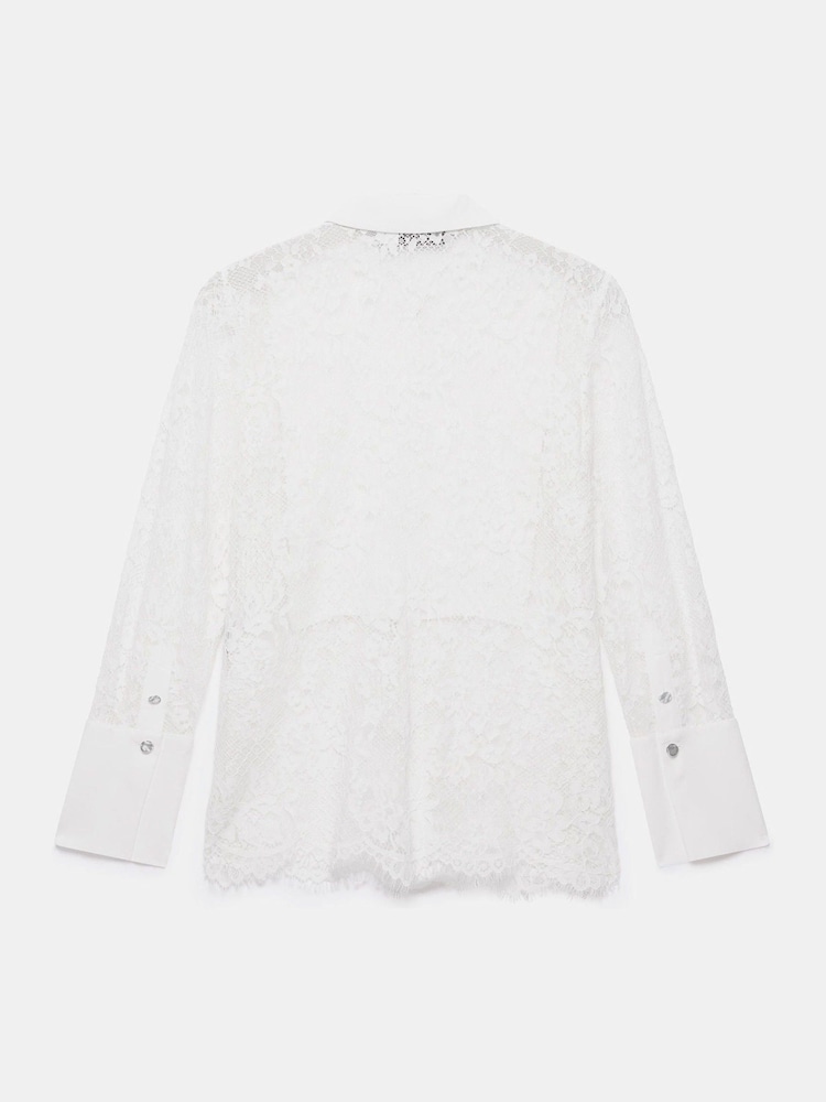 Mint Velvet White Lace Pintuck Shirt - Image 7 of 7