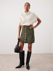 Mint Velvet Green Suede Mini Skirt - Image 1 of 8