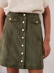 Mint Velvet Green Suede Mini Skirt - Image 5 of 8
