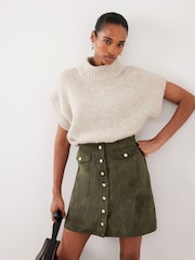 Mint Velvet Green Suede Mini Skirt - Image 6 of 8