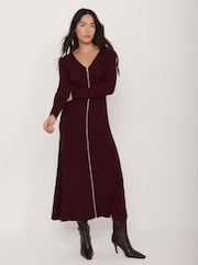 Mint Velvet Red Knit Maxi Dress - Image 1 of 8