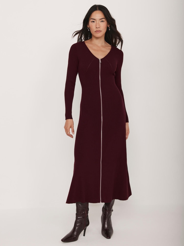 Mint Velvet Red Knit Maxi Dress - Image 2 of 8