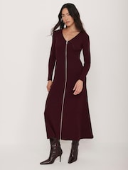 Mint Velvet Red Knit Maxi Dress - Image 3 of 8