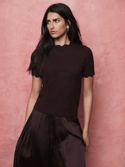 Mint Velvet Red Scallop Knit Top - Image 1 of 7