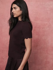 Mint Velvet Red Scallop Knit Top - Image 2 of 7