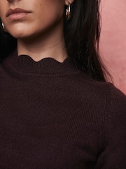 Mint Velvet Red Scallop Knit Top - Image 3 of 7