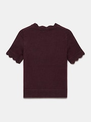 Mint Velvet Red Scallop Knit Top - Image 6 of 7