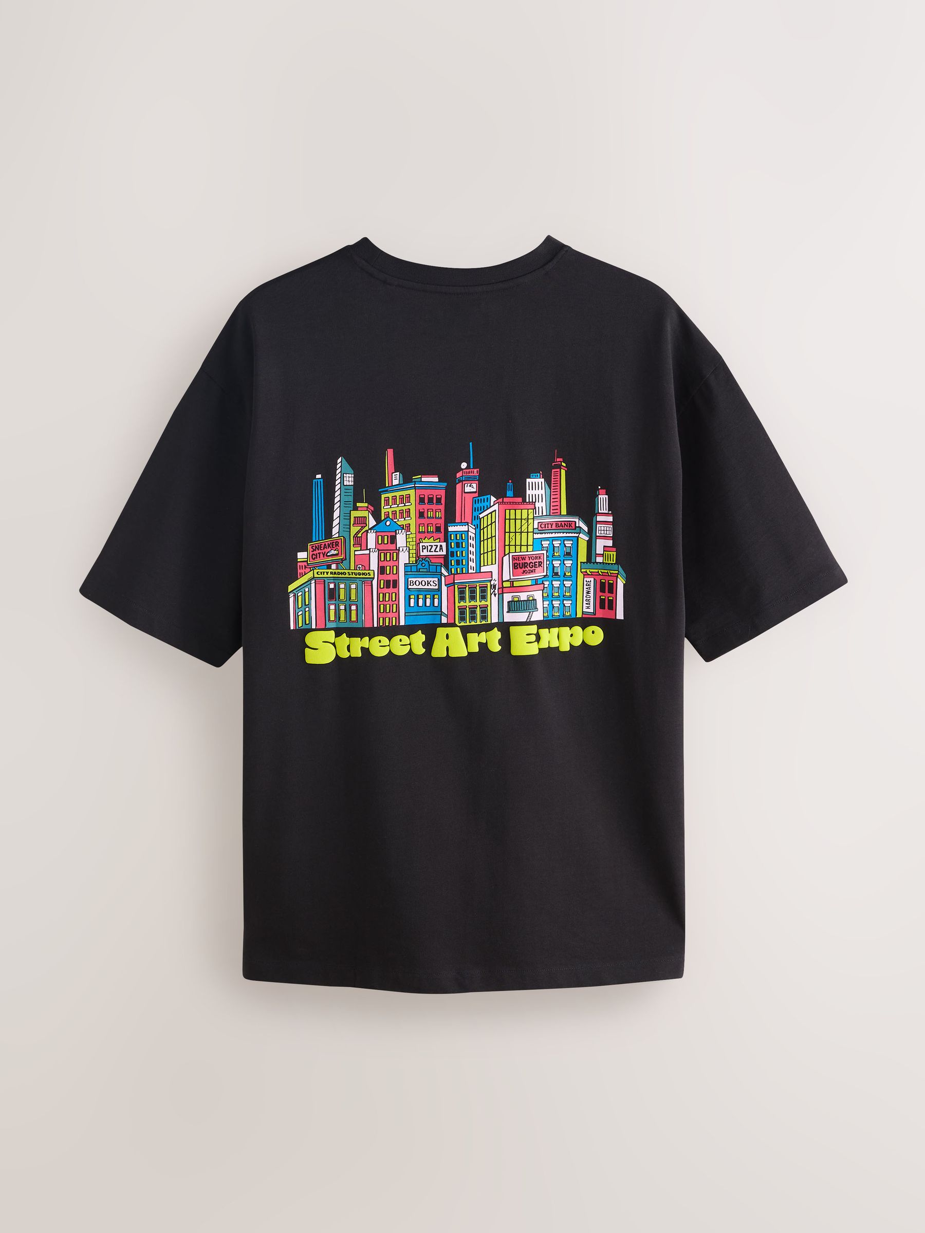Buy White/Black/Blue Relaxed Fit Graphic Print T-Shirts 3 Pack