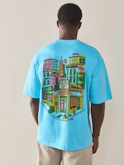 أبيض/أسود/أزرق - قياس انسيابي - حزمة من 3 تيشرتات بطبعة رسم نصي - صورة 10 من 15