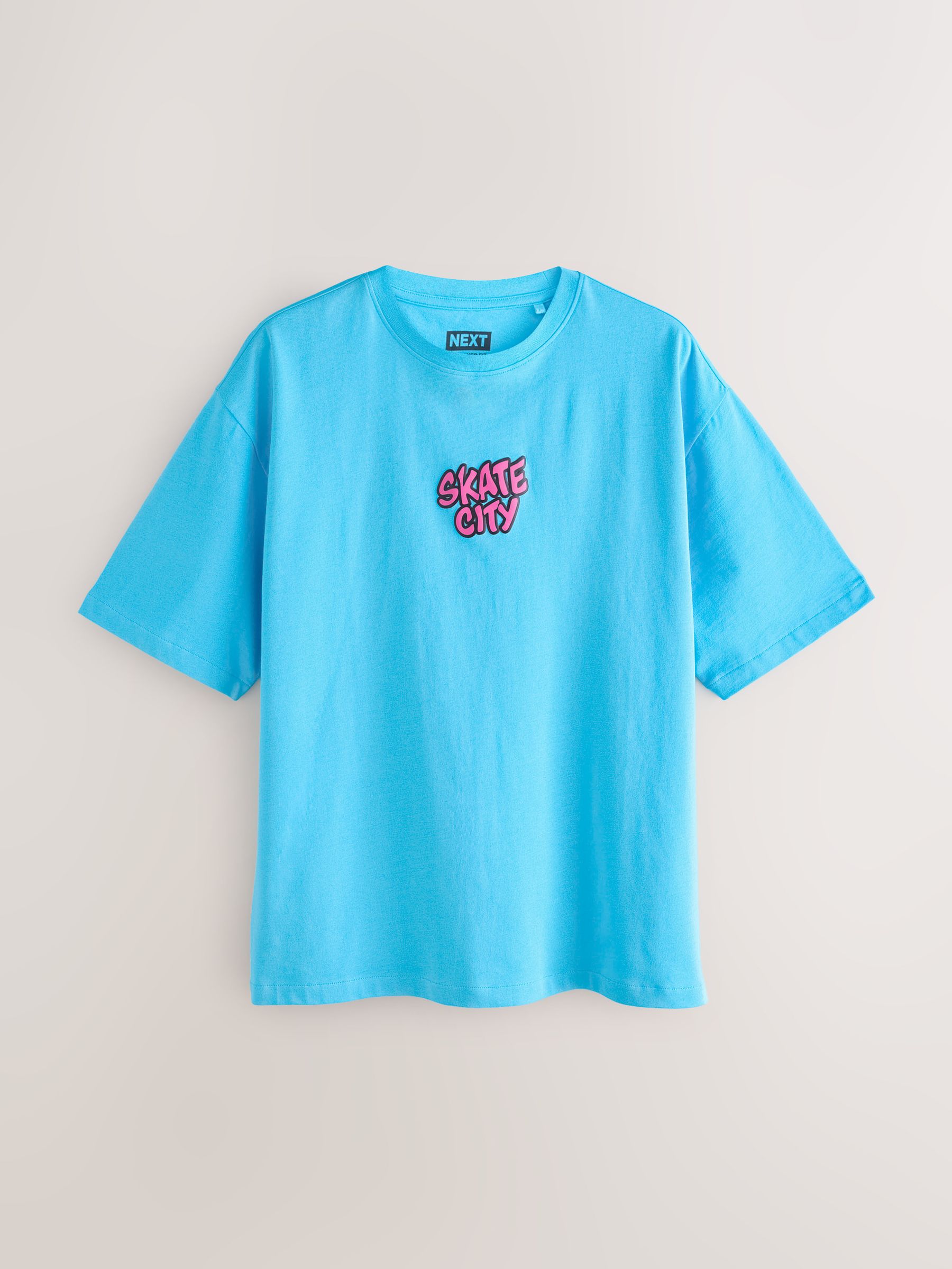 Buy White/Black/Blue Relaxed Fit Graphic Print T-Shirts 3 Pack