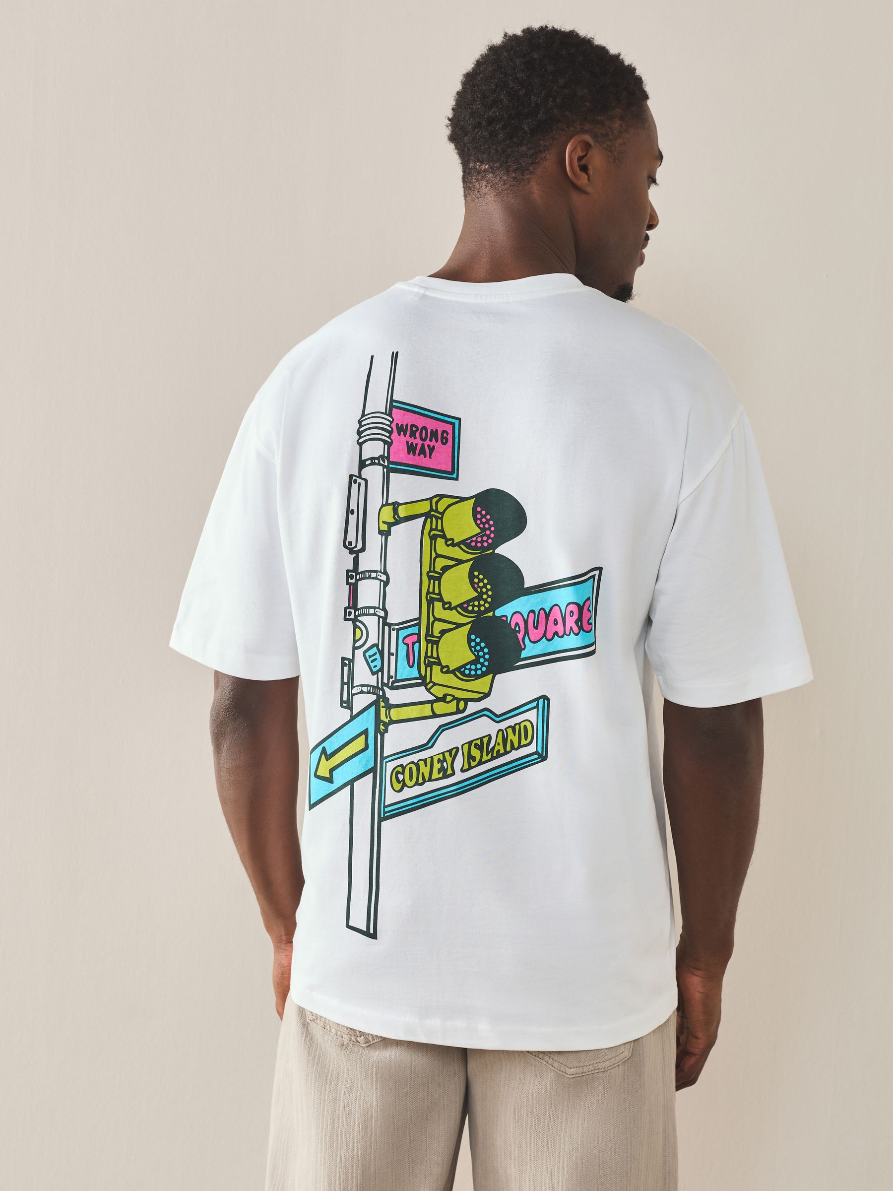 Buy White/Black/Blue Relaxed Fit Graphic Print T-Shirts 3 Pack
