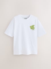 أبيض/أسود/أزرق - قياس انسيابي - حزمة من 3 تيشرتات بطبعة رسم نصي - صورة 6 من 15