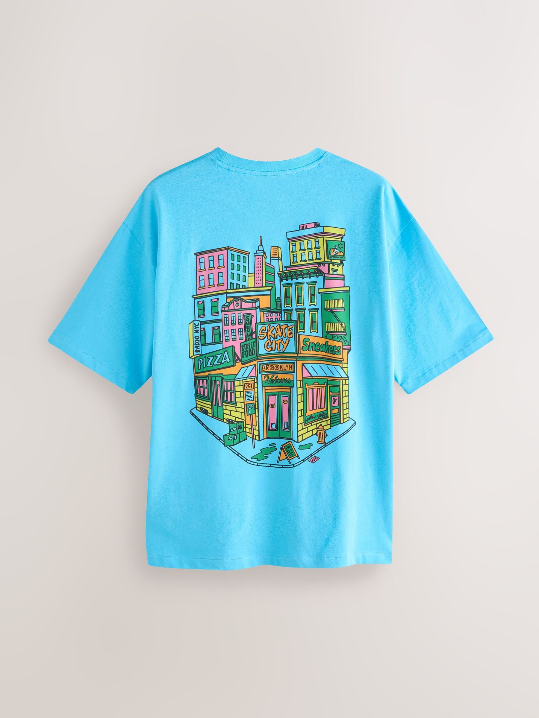 Buy White/Black/Blue Relaxed Fit Graphic Print T-Shirts 3 Pack