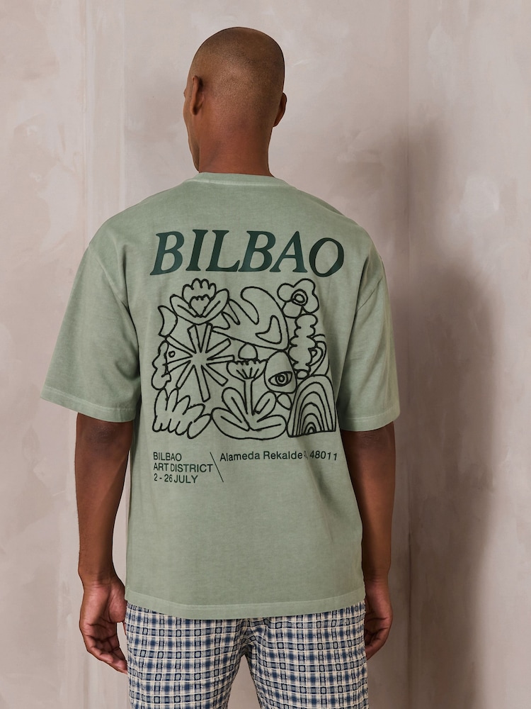 Green Relaxed Fit Graphic Print Heavy Weight T-Shirt - Image 1 of 8 Green Relaxed Fit Graphic Print Heavy Weight T-Shirt - Image 1 of 8