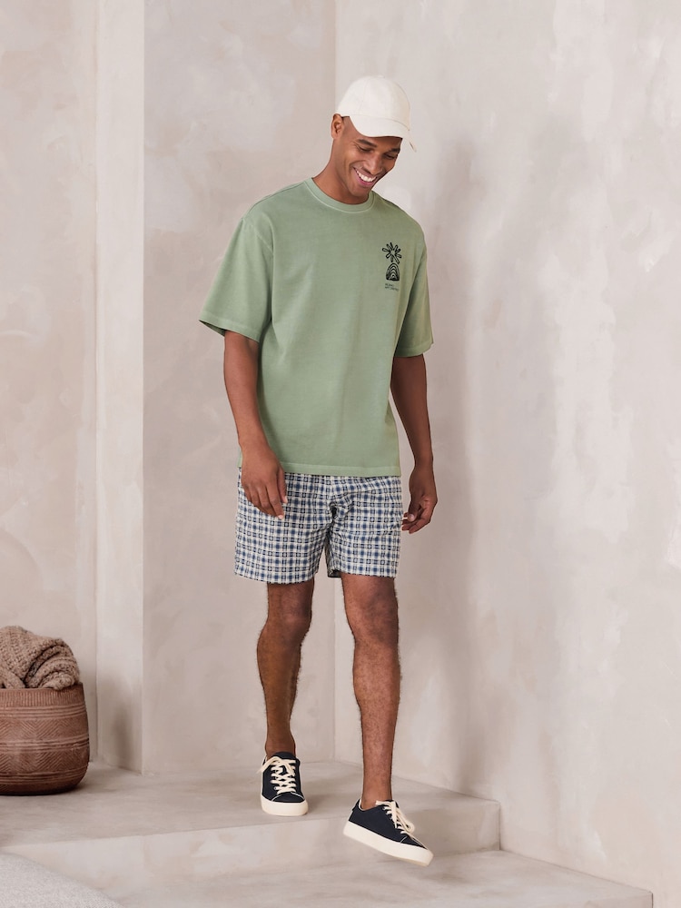 Green Relaxed Fit Graphic Print Heavy Weight T-Shirt - Image 2 of 8 Green Relaxed Fit Graphic Print Heavy Weight T-Shirt - Image 2 of 8