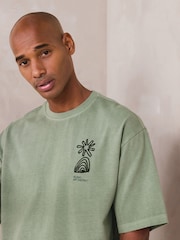 Green Relaxed Fit Graphic Print Heavy Weight T-Shirt - Image 4 of 8