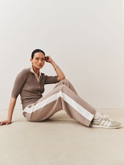 Neutral Side Stripe Wide Leg Tailored Trousers - Image 3 of 9