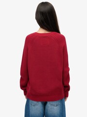 Superdry Red Relaxed Ribbed Knitted Jumper - Image 2 of 6