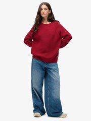 Superdry Red Relaxed Ribbed Knitted Jumper - Image 3 of 6