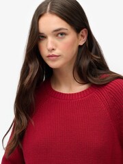 Superdry Red Relaxed Ribbed Knitted Jumper - Image 4 of 6