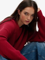Superdry Red Relaxed Ribbed Knitted Jumper - Image 5 of 6