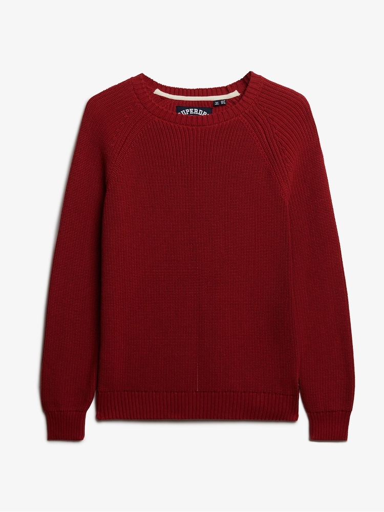 Superdry Red Relaxed Ribbed Knitted Jumper - Image 6 of 6