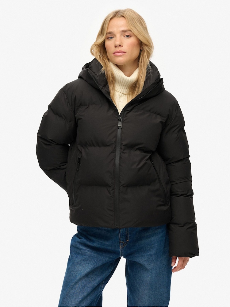 Superdry Black City Boxy Puffer Jacket - Image 1 of 7 Superdry Black City Boxy Puffer Jacket - Image 1 of 7
