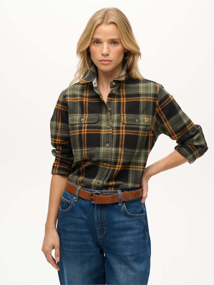 Superdry Green Lumberjack Check Flannel Shirt - Image 1 of 7 Superdry Green Lumberjack Check Flannel Shirt - Image 1 of 7