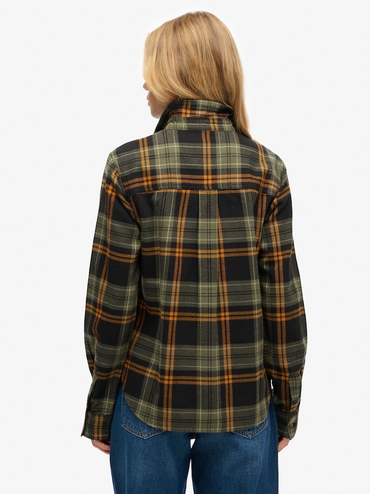 Superdry Green Lumberjack Check Flannel Shirt - Image 2 of 7 Superdry Green Lumberjack Check Flannel Shirt - Image 2 of 7