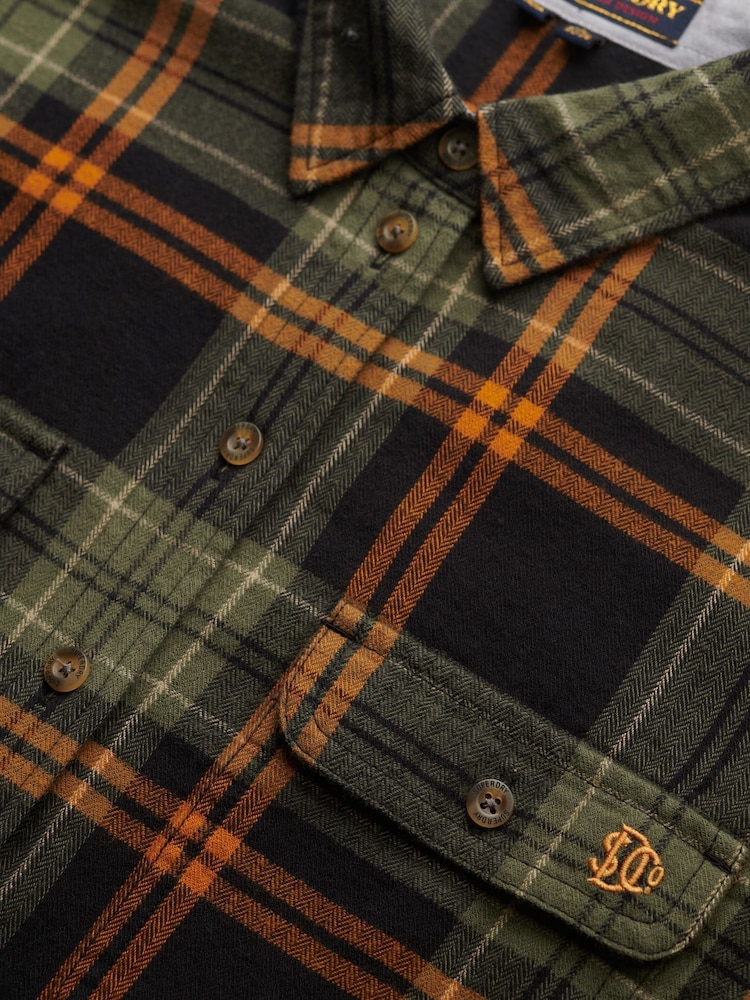 Superdry Green Lumberjack Check Flannel Shirt - Image 7 of 7 Superdry Green Lumberjack Check Flannel Shirt - Image 7 of 7
