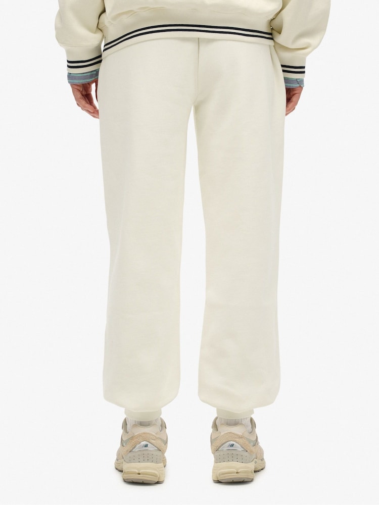 Superdry White Country Club Cuff Joggers - Image 2 of 7 Superdry White Country Club Cuff Joggers - Image 2 of 7