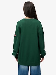Superdry Green Oversized V-Neck Jumper - Image 2 of 6